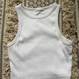 H&M White Ribbed Cropped Tank